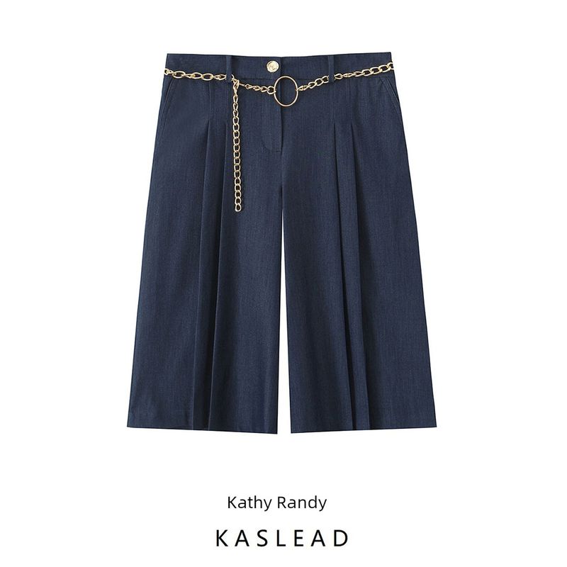Kaslead New Women Clothes Western Style With Chain Belt Long Casual Shorts 8300995