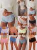 Mini Pantaloncini Caldi Floreali a Spacco Rosa - Pantaloncini Estivi Sexy Base Uniforme Colore Solido Stile Europeo Americano
