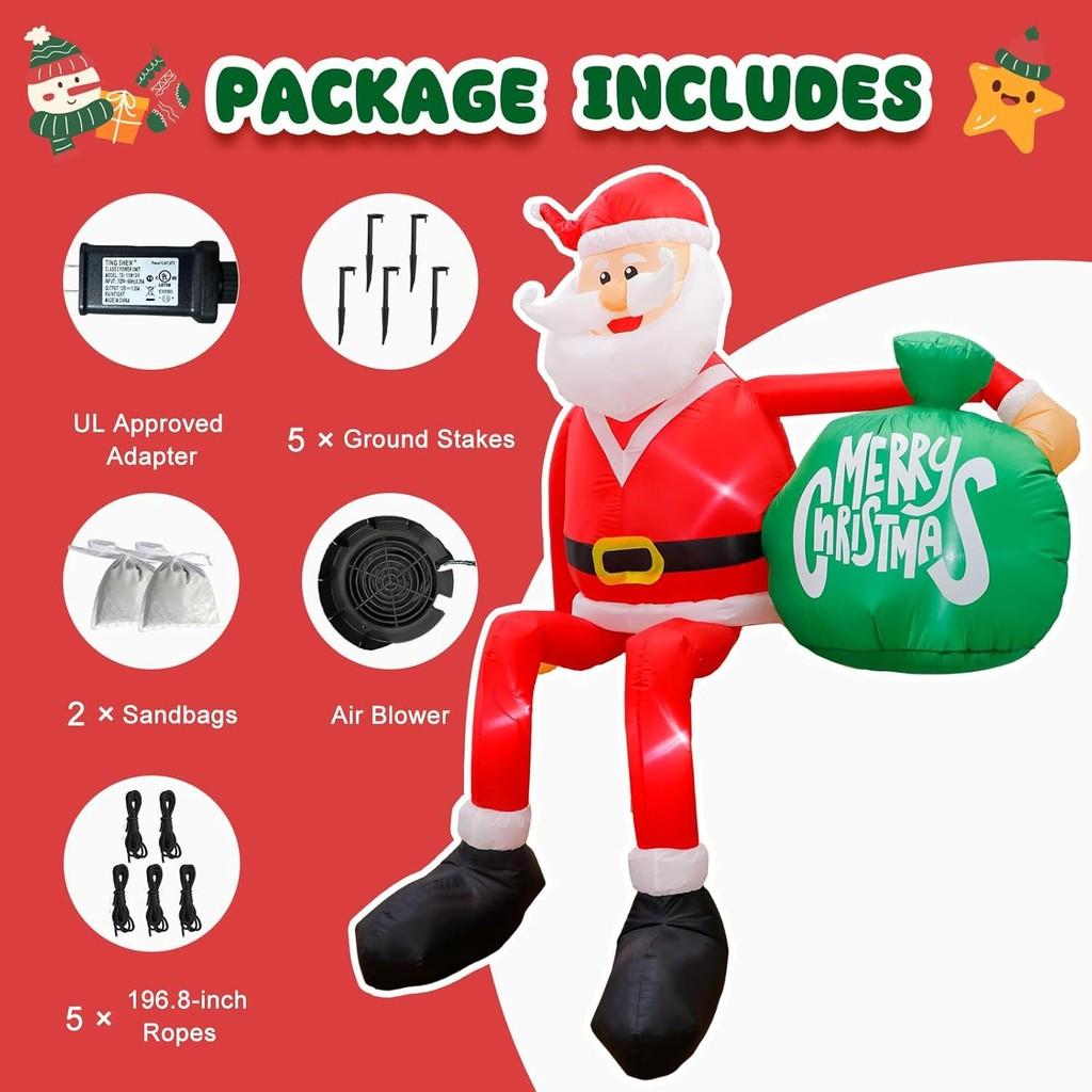 Christmas Inflatable Santa Claus With Led Design For Outdoor Courtyard Decor