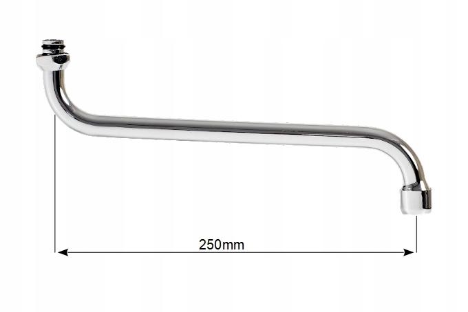 Wylewka do baterii umywalkowej S 1/2" chromowana 250 mm stal nierdzewna