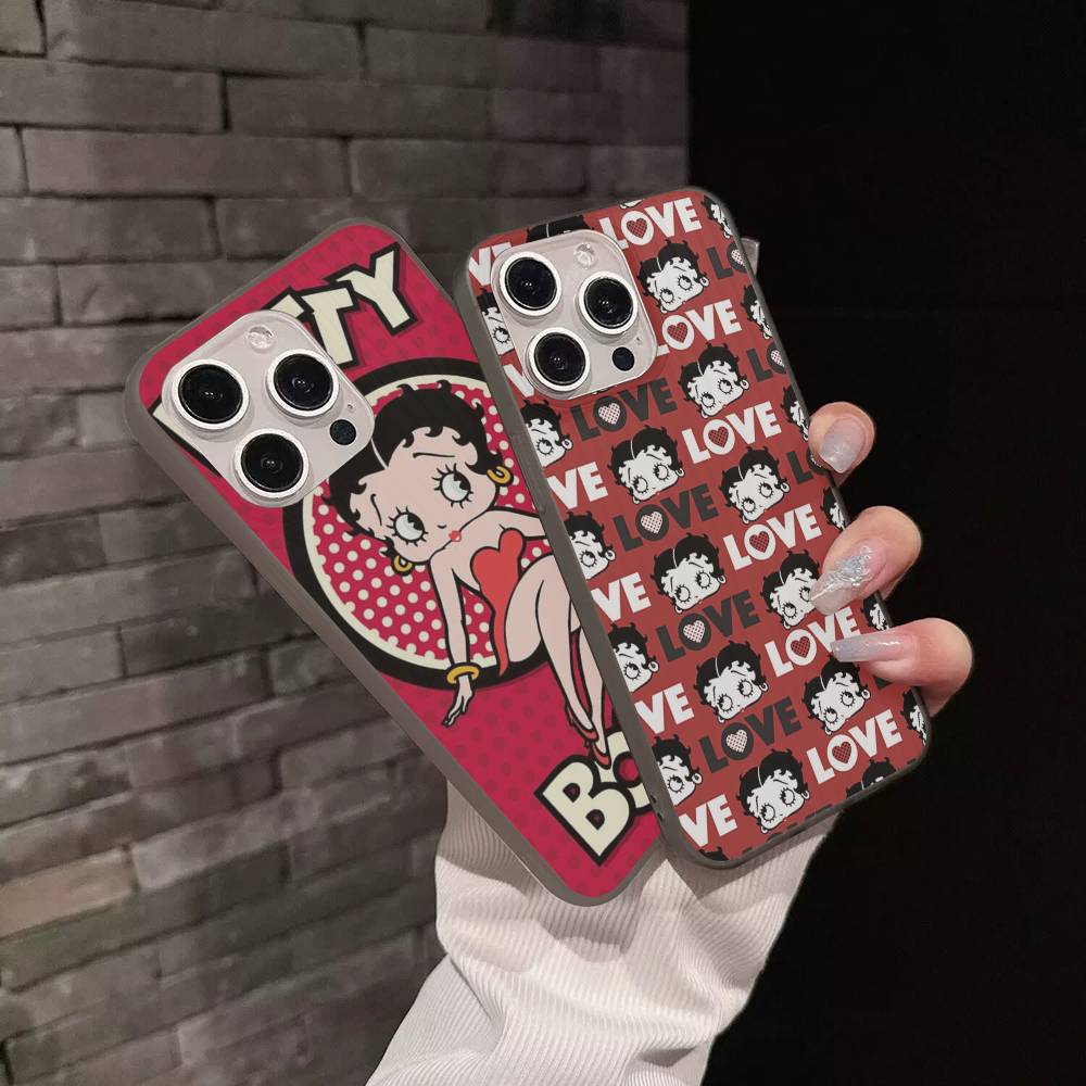 Animation B-Betty Boop Soft Corrugated Transparent Phone Case For IPhone 17 15 16 11 12 13 14 Pro Max Plus Pro