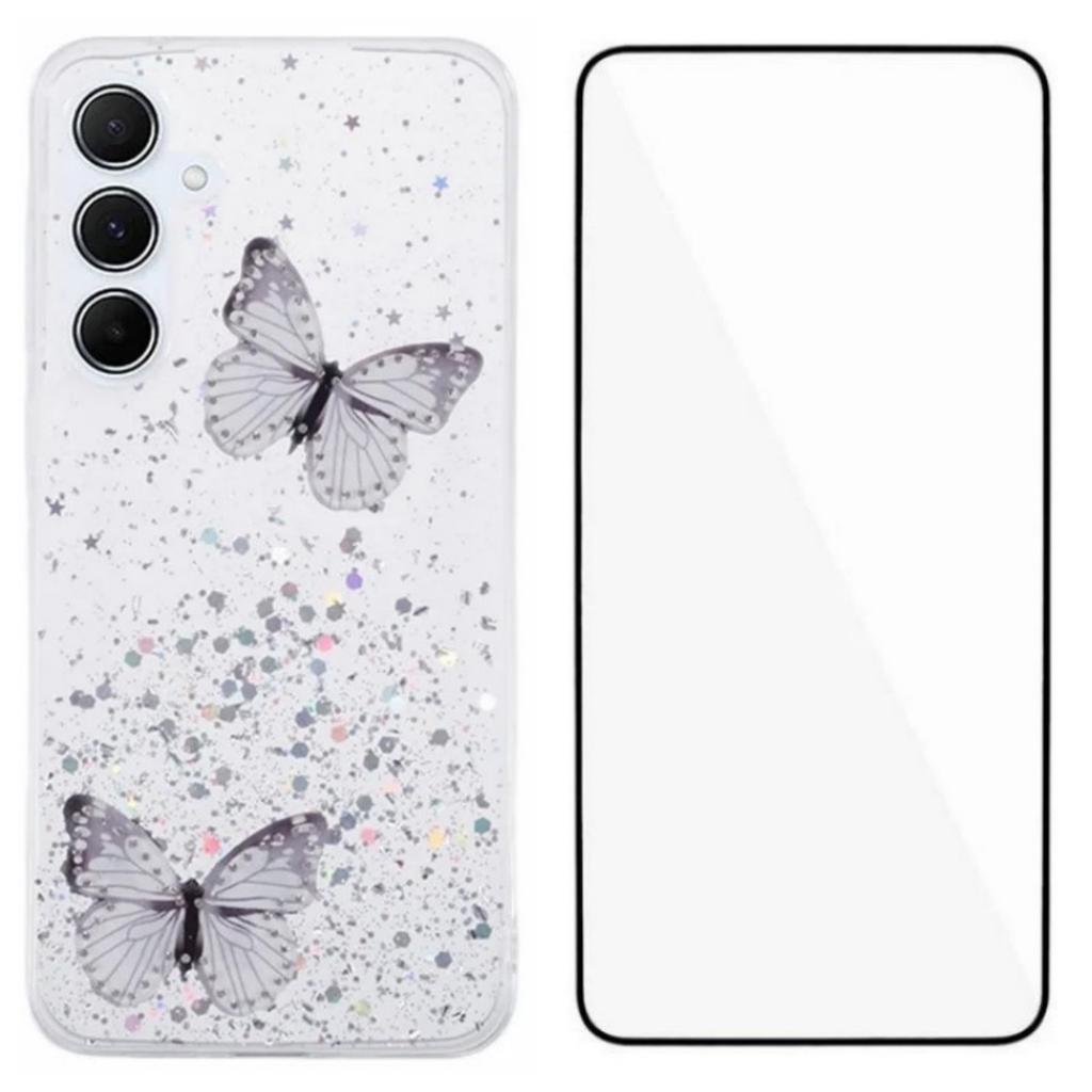 For Samsung Galaxy S25+ TPU Case WANLONFENG AW Series PVC Butterfly Epoxy Phone Cover with HD Film