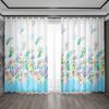 2PC Home Decoration Curtains, Peacock Feather With Rod Pocket Curtains, Kitchen, Coffee Shop, Living Room, Balcony, Garden