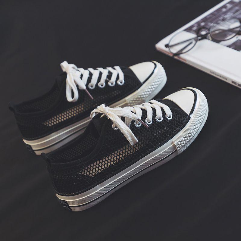 

Женские белые туфли, летние, новые, универсальные, дышащие, сетчатые, вуалевые, повседневные, кроссовки, ажурные, парусиновые туфли для женщин 40 чёрный