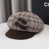 Early spring hat women's new autumn and winter octagonal hat versatile British retro plaid Bere newsboy hat