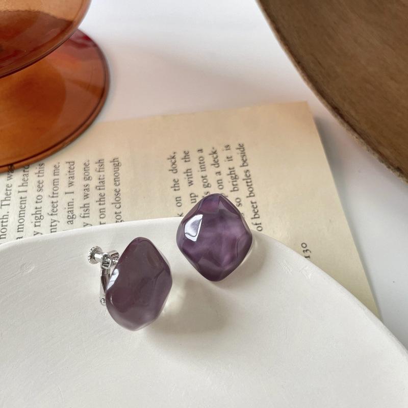 Irregular Geometric Clip On Earrings For Women Non Pierced Candy Color Resin Jewelry Ear Cuff Earring Daily Accessories