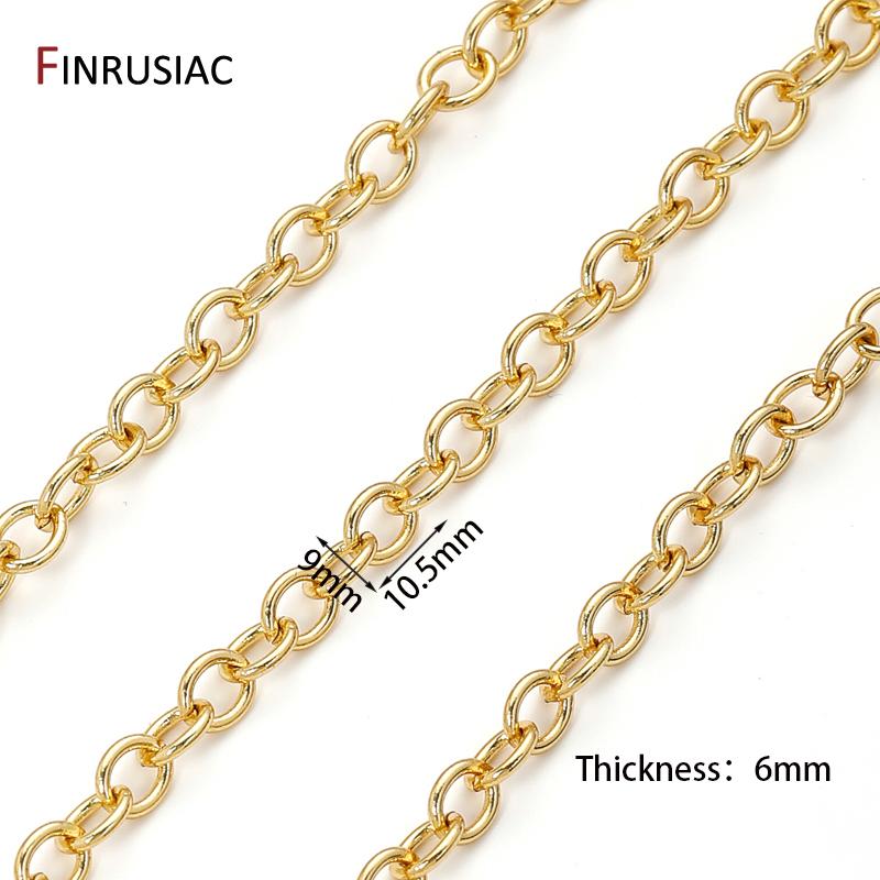 

18K Gold Plated Brass 9*10.5mm Rolo Chains Cable Link Chains for DIY Necklace Bracelet Findings Jewelry Making Supplies 1 meter