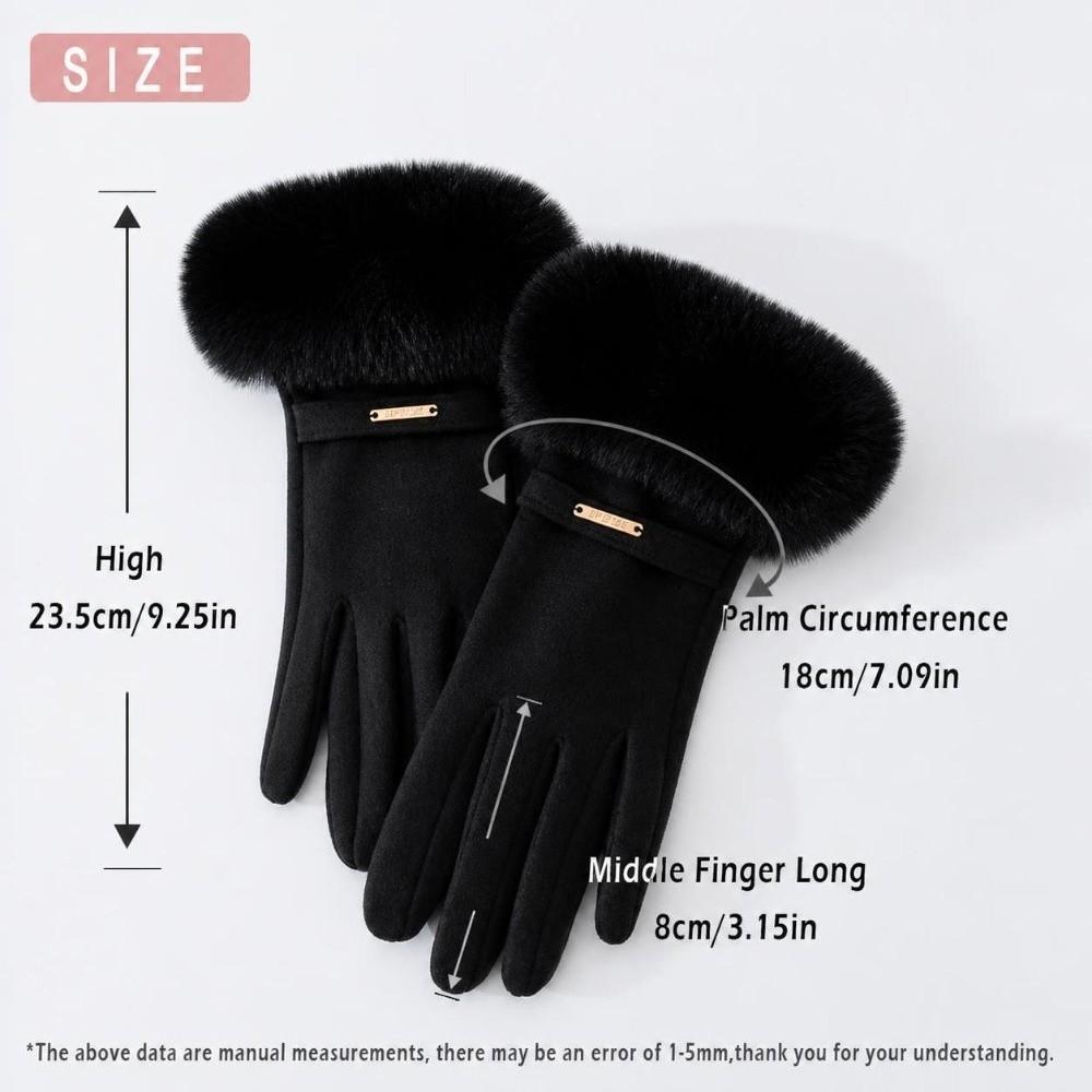 Thickened Plush Warm Suede Gloves Plus Velvet Lining Windproof Riding Gloves Cycling & Driving