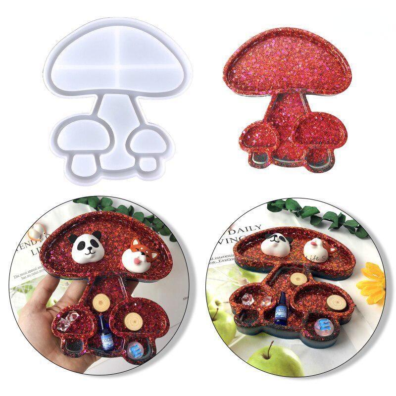 Large and Small Mushroom Tray Silicone Mold DIY Handmade Irregular Mushroom Shape Jewelry Storage Tray Ashtray Mold Crafts Home Decor