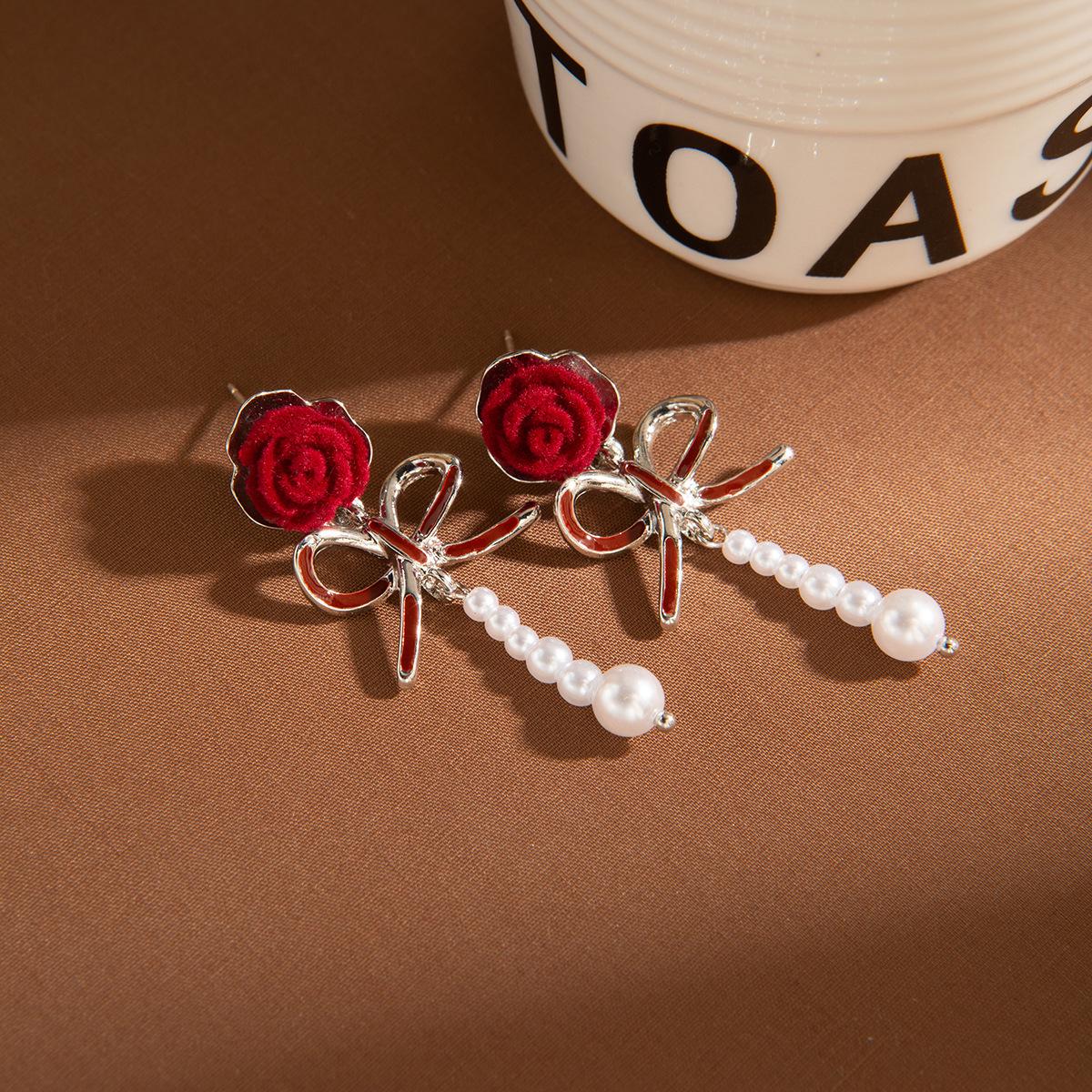 Silver Needle Camellia Bow Pearl Earrings: Elegant, Fashionable, Versatile Studs