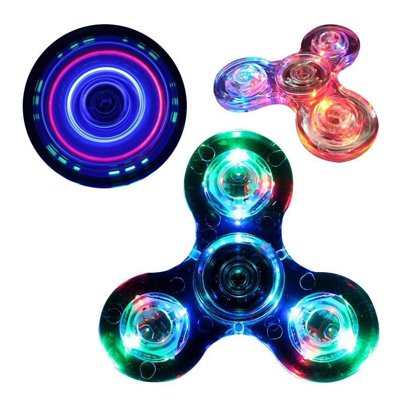 Topmix Transparent Luminous Led Light Fidget Spinner Hand Top Spinners Glow In Dark Light Edc Figet Spiner Finger Stress Relief Toys
