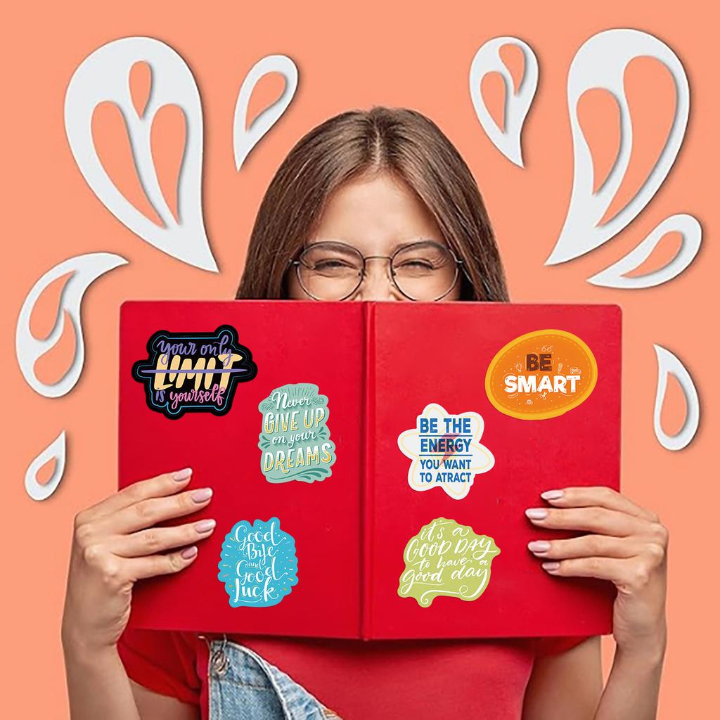 100 Colorful Inspirational English Phrases Graffiti Stickers Decorate Notebook Suitcase DIY Waterproof