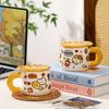 Cute Cat Graffiti Style Ceramic Cup Home Cartoon Mug Creative Souvenir Taiyaki Water Cup for Girls