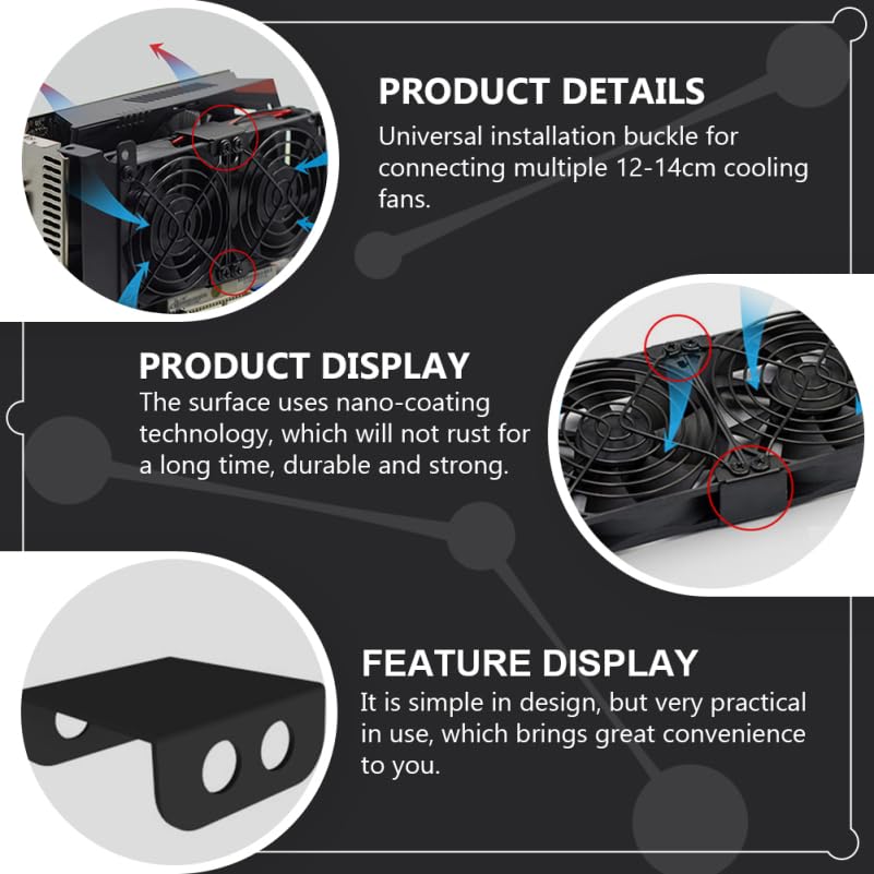 HOMSFOU Cooling Fan Mounting Buckles for PC Graphics Card Fan Improved Cooling Computer Accessories 4-Pack 12-14cm Fans, Brackets, Efficiency,