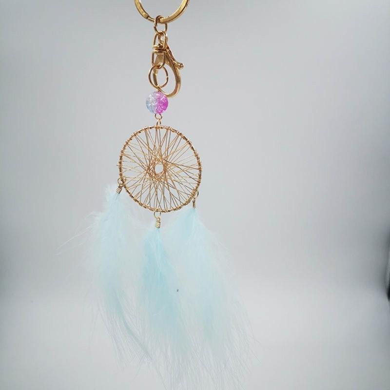 Feather Dream Catcher Charm Keychains Fashion Pendant Car Keyring Backpack Decoration Fashion Jewelry for Women Girls