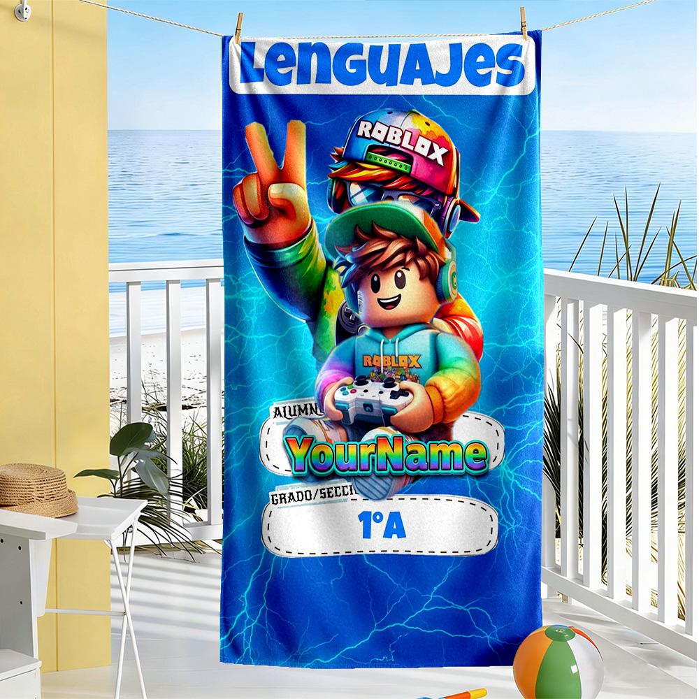 Roblox Personalized Name Beach Towel Quick-Dry Soft Microfiber Ideal for Travel Outdoor Swim Pool Yoga Surf Camping Hiking Gym Gift Holiday