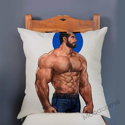 Super Sexy Hot Masculine Male Muscle Hairy Bear Man Cartoon Gay Art Soft Velvet Sofa Pillow Case Cozy Boyfriend Cushion Cover