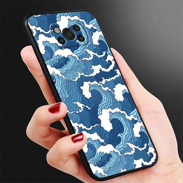 

Японский волнистый художественный чехол для Samsung Galaxy M30s M33 M12 M51 M32 5g M31 M13 M52 M22 M23 M23 M01 M53 M31s M11, черный чехол-бампер for Samsung M32 4G