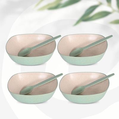 Set of 4 Earth-Friendly Multipurpose Bowls for Kitchen | 600 Ml | Made with Bamboo Fibers & Rice Husk | Microwave Safe Bowl |
