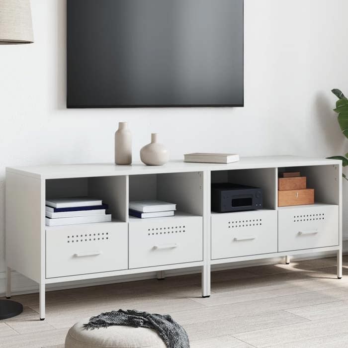 VidaXL Meubles TV 2 pcs, Armoires de Télévision avec Pieds, Supports Télé avec Rangement Salon Salle de Séjour, Blanc 843053