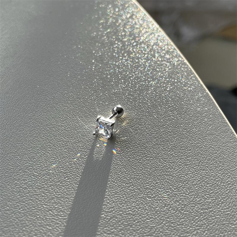 

Серьги с квадратной застежкой из циркония для женщин, стерлинговое серебро 925 пробы, темперамент, изысканность, женская ниша, простота, модные ювелирные изделия высокого класса 925 silver