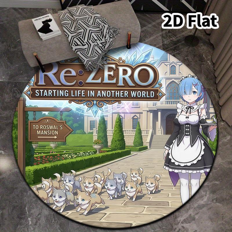 Re Zero Round Area Rug Carpet Rug For Living Room Bedroom Sofa Playroom Decor Nonslip Floor Mat