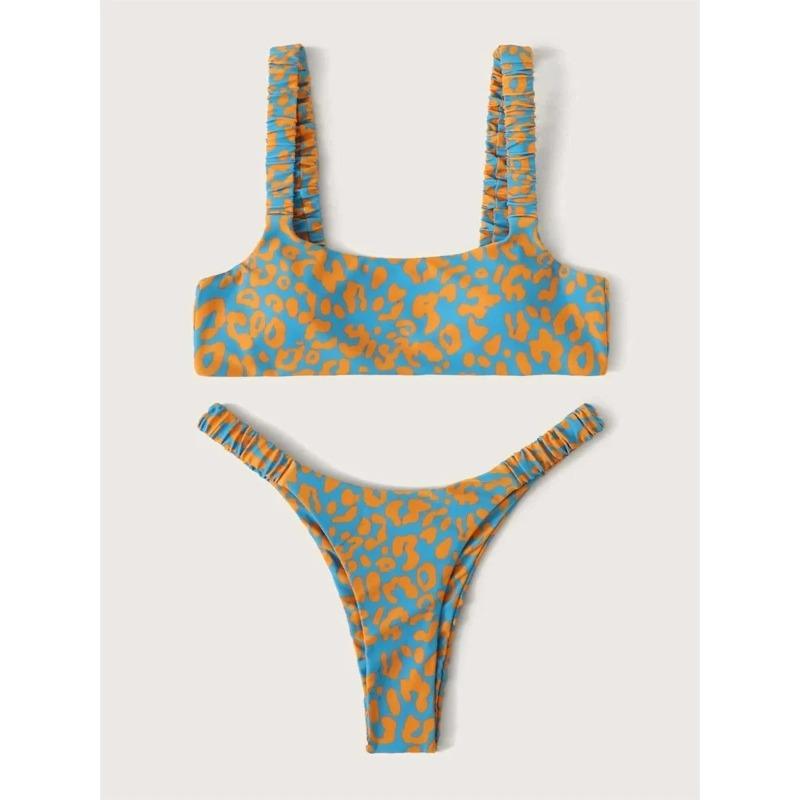 Sexy Micro Bikini 2025 Women Orange Leopard Push Up Padded Thong Swimsuit Female Cut Out Bathing Suit Swimwear Trajes De Baño