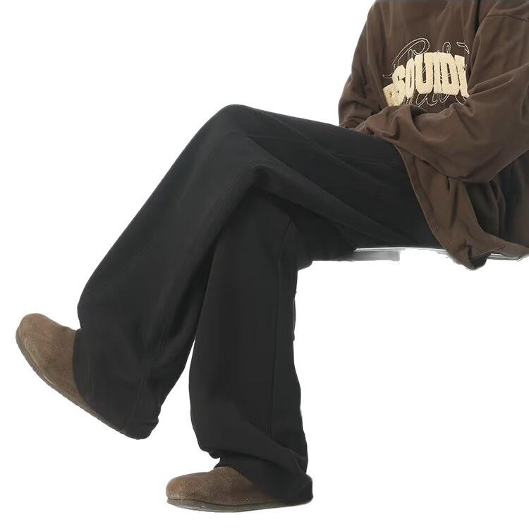 Solid Color Straight-leg Sweatpants Men's Thin Trendy New Loose and Lazy Versatile Casual Simple and Comfortable Trousers