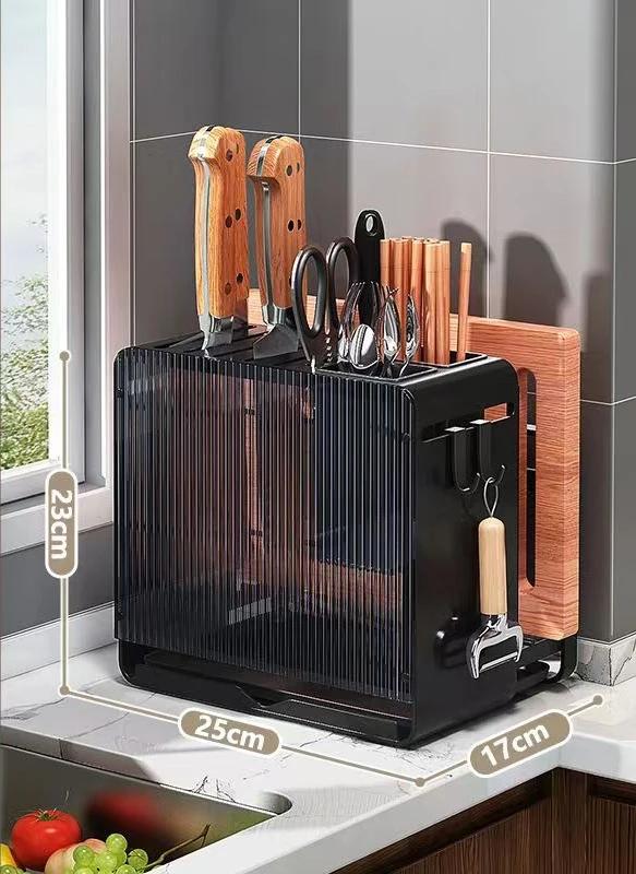 Knife Holder Multi-function Utensil Stand Knife Block Drainer Storage Box Spoon Fork Kitchen Organizer Rack for Cutlery Utensil