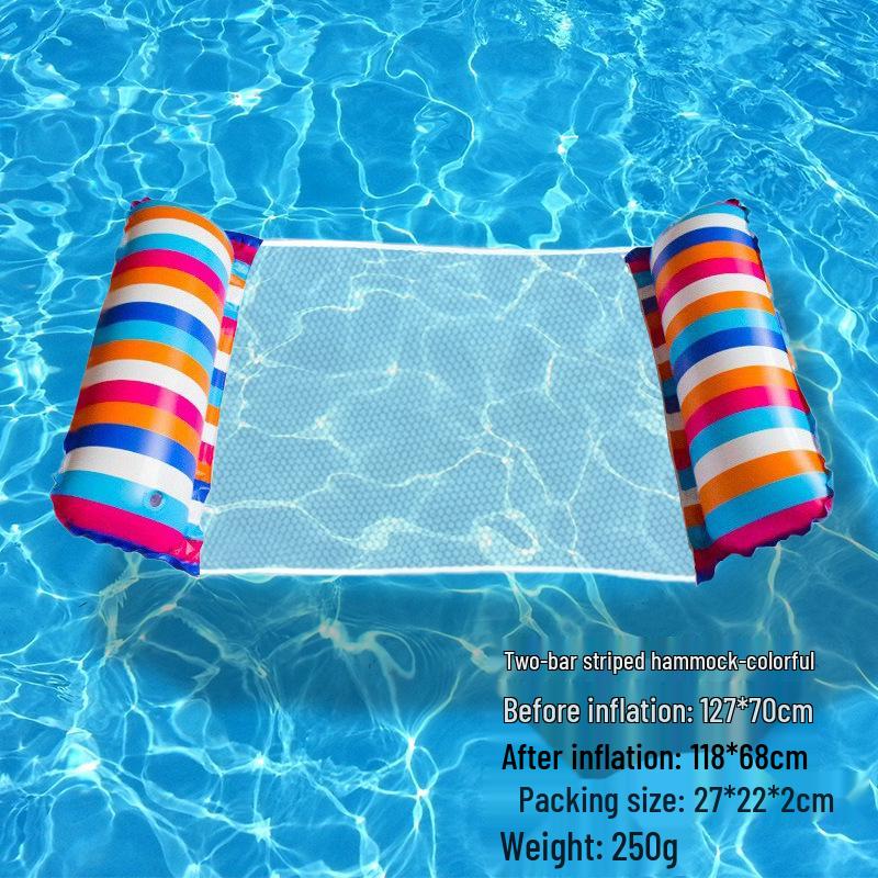 Foldable Striped Inflatable Pool Float Hammock Recliner