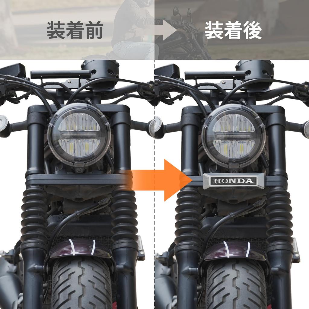 Front Fork Emblem for Rebel 250/500/CL250/500 Easy To Install Emblem Bracket Set with Grommets (black)