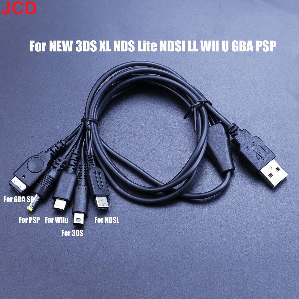 

JCD 5 in 1 USB Charging Cable For New 3DS XL NDS Lite NDSI LL WII U Charger For GBA For PSP 1000/ 2000 3000 Gaming Cable