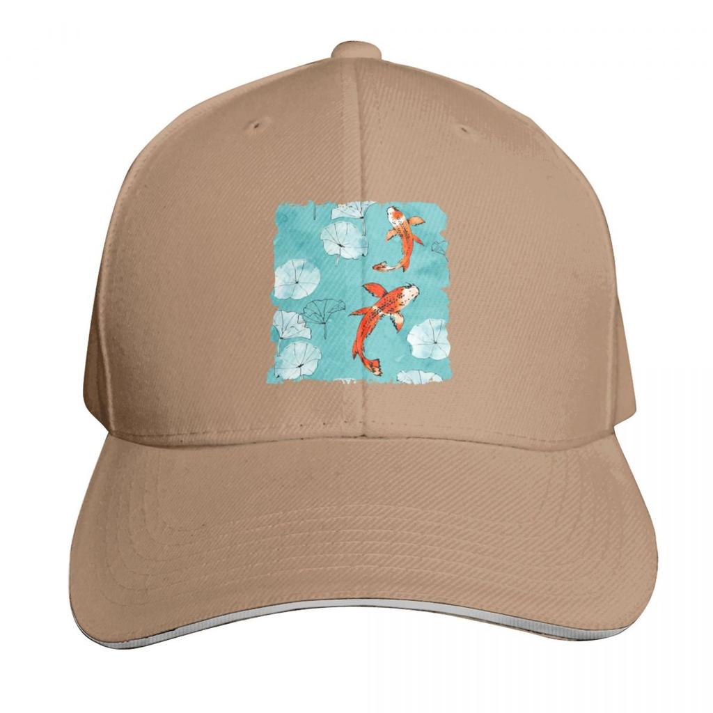 Waterlily Koi In Turquoise Baseball Cap Unisex Hat Sunhat Designer Hat Ball Cap Trucker Hats For Unisex Womens