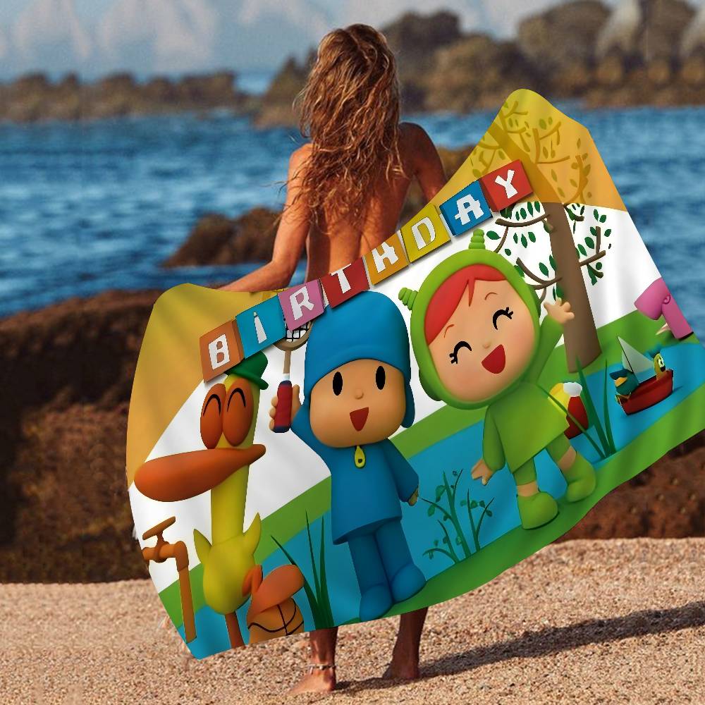 cute P-Pocoyo Children's cartoons Beach Towel Colorful Bath Towels for Girl Microfiber Quick Dry Custom Sand Yoga Spa Gym Pool