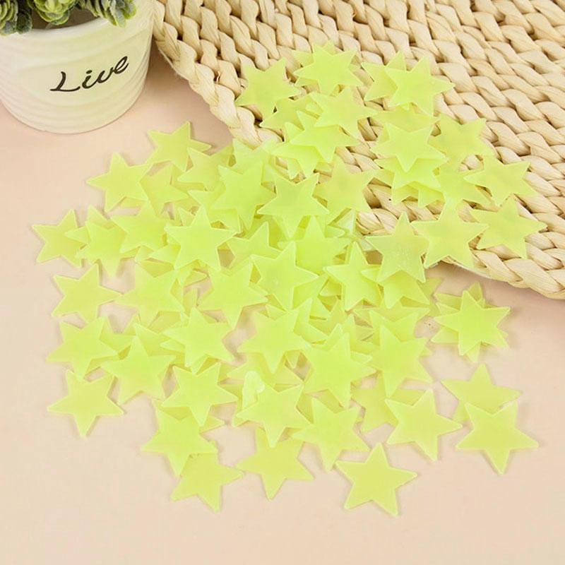 100 Stück leuchtende 3D-Sterne, die im Dunkeln leuchten, Wandaufkleber für Kinder, Babyzimmer, Schlafzimmer, Decke, Heimdekoration, fluoreszierende Sternaufkleber