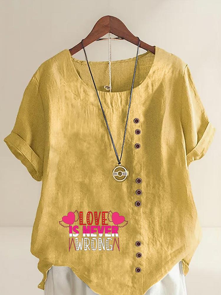 Women's Fashion Letter Printing Shot Sleeve T-shirt Loose Cotton Shirt Casual Loose Summer Blouse Tops Plus Size