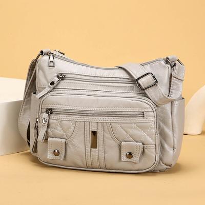 Nouveau sac bandoulière messager polyvalent mode lavée grande capacité haut de gamme cuir souple moyen sac mère