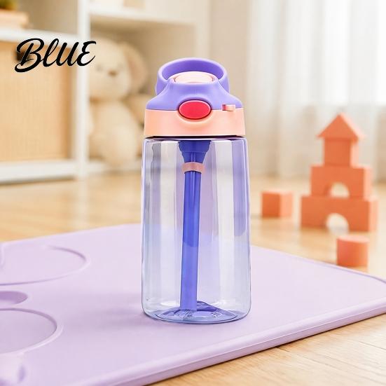 Anti Choking Training Bottle for Kids Cartoon Sippy Cup 470ml Water with Straw Adjustable Strap Pop Up Cup Outdoor Activities Lid Flip Top