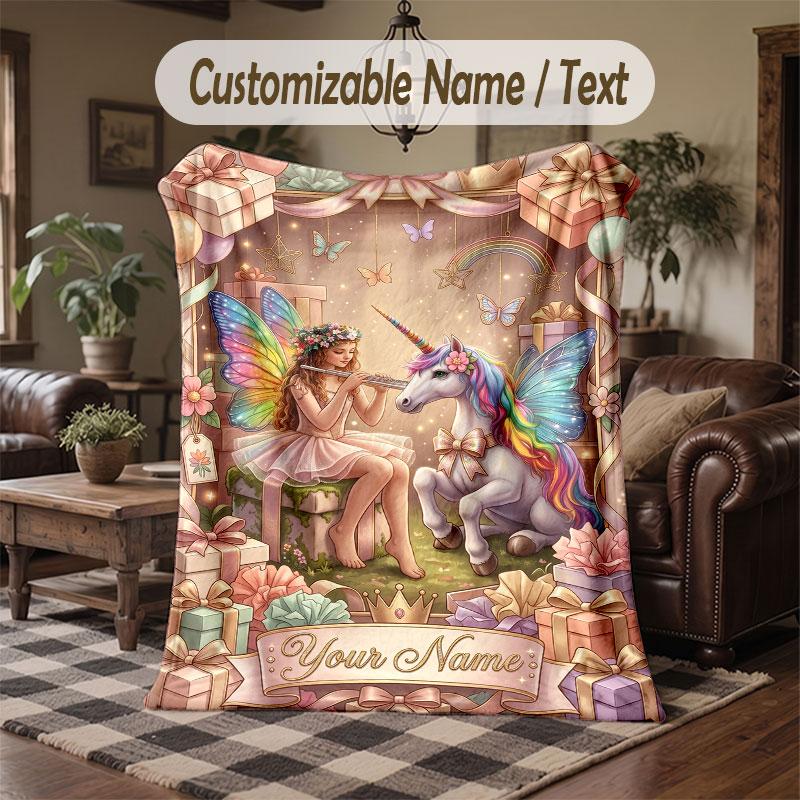 Coperta da divano a tema unicorno con nome personalizzato, coperta morbida e accogliente per casa, divano, letto