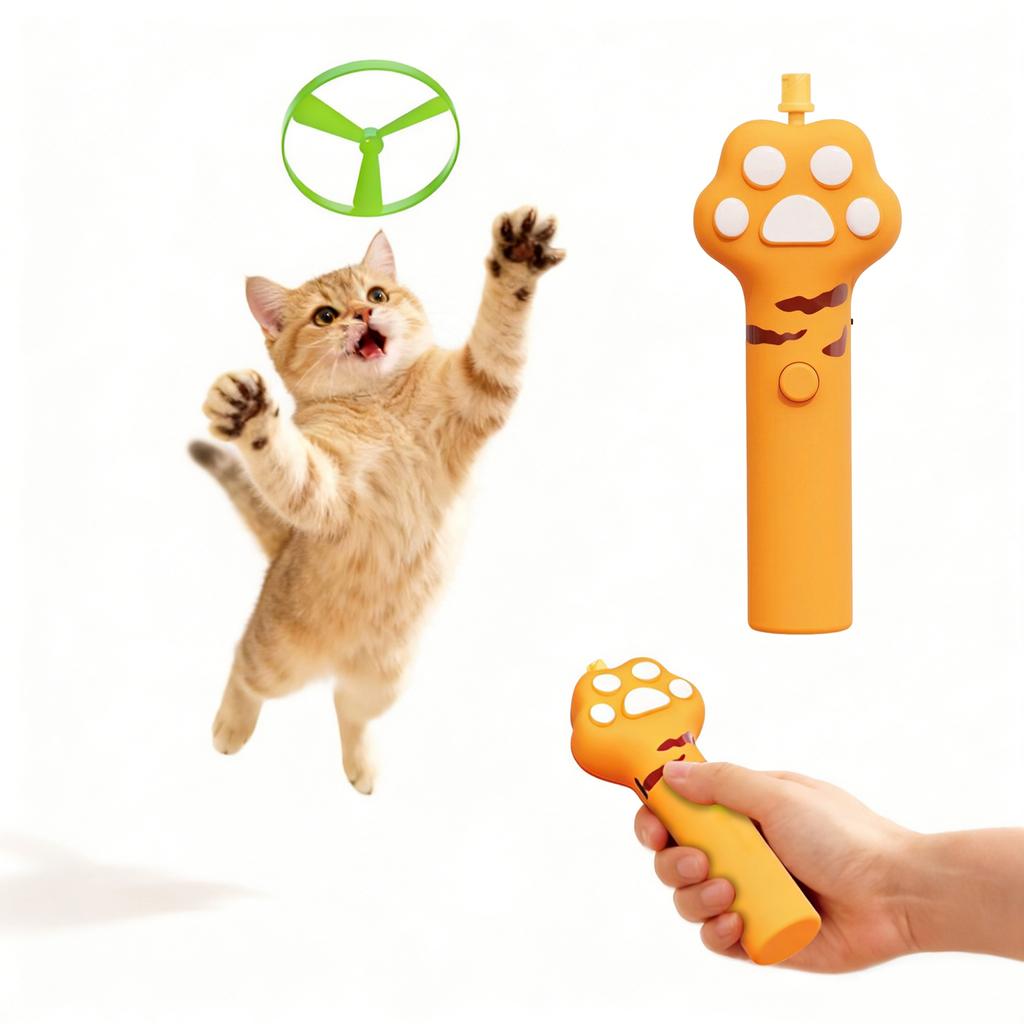 Electric Cat Fetch Toy with 6 Flying Spinners Rechargeable Flying Cat Toy Flying Disc Toy for Indoor Bored Kittens & Adult Cats