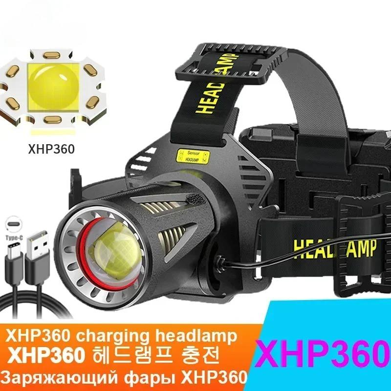 Sensor Headlamp Super Bright LED Headight With Warning Light Most Powerful Long Range Head Flashlight Outdoor Fishing Cycling