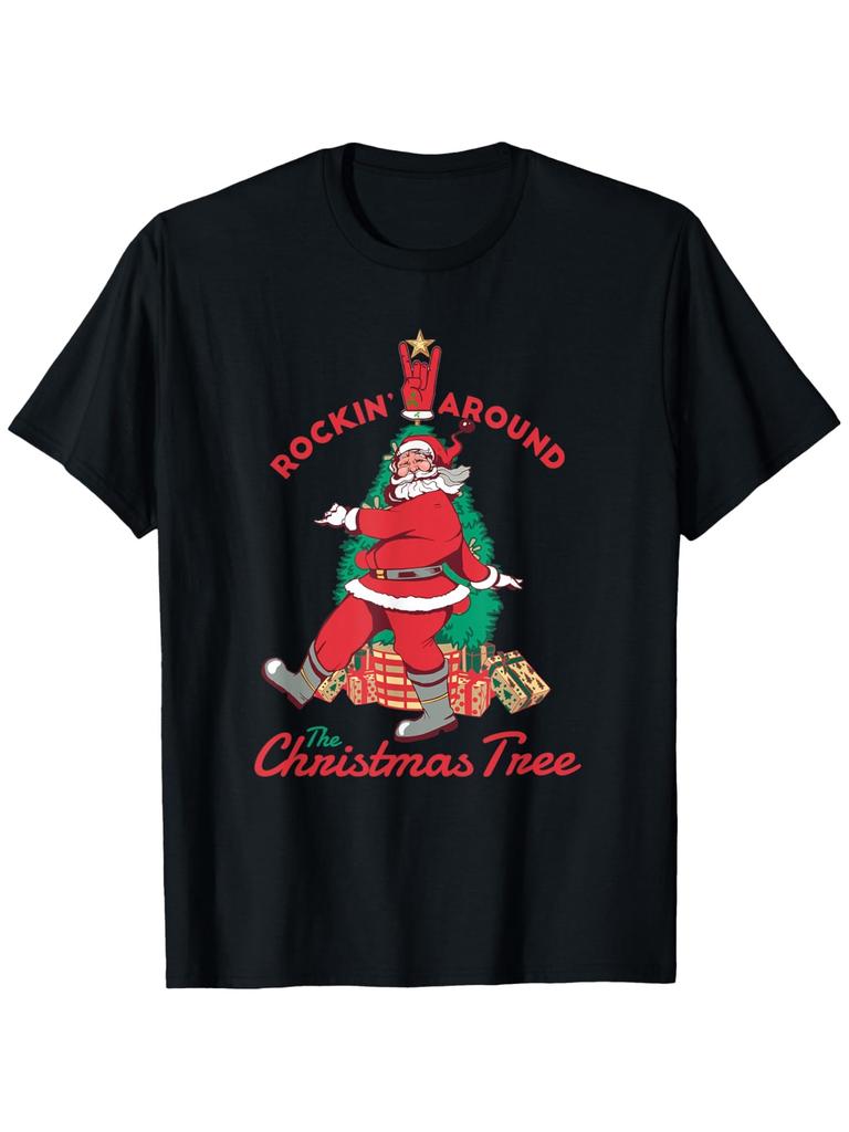 Rockin Christmas Tree Graphic TShirt 100 Cotton Festive Santa Claus Design Perfect Gift for Men Women