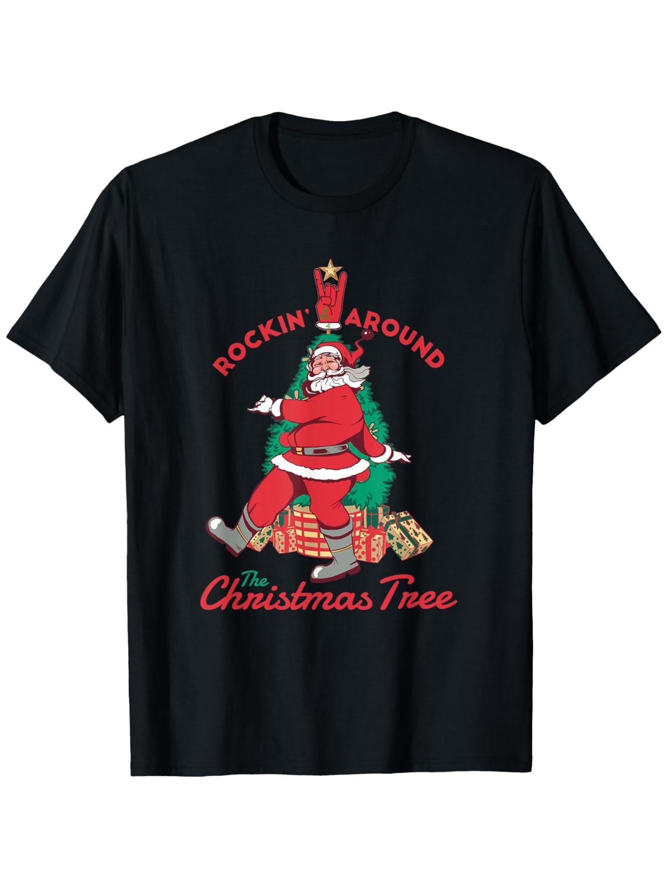 Rockin Christmas Tree Graphic TShirt 100 Cotton Festive Santa Claus Design Perfect Gift for Men Women S