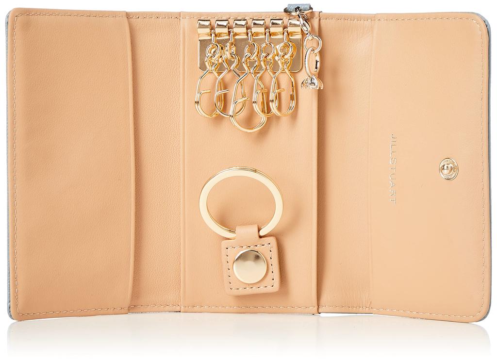 Key Case Cowhide Embossed Leather 5 Hooks Smart Key Brooch Decoration with Diamond Ring Charm Stylish Adult Cute JSLW0DK1 Saxophone [Jill Stuart]