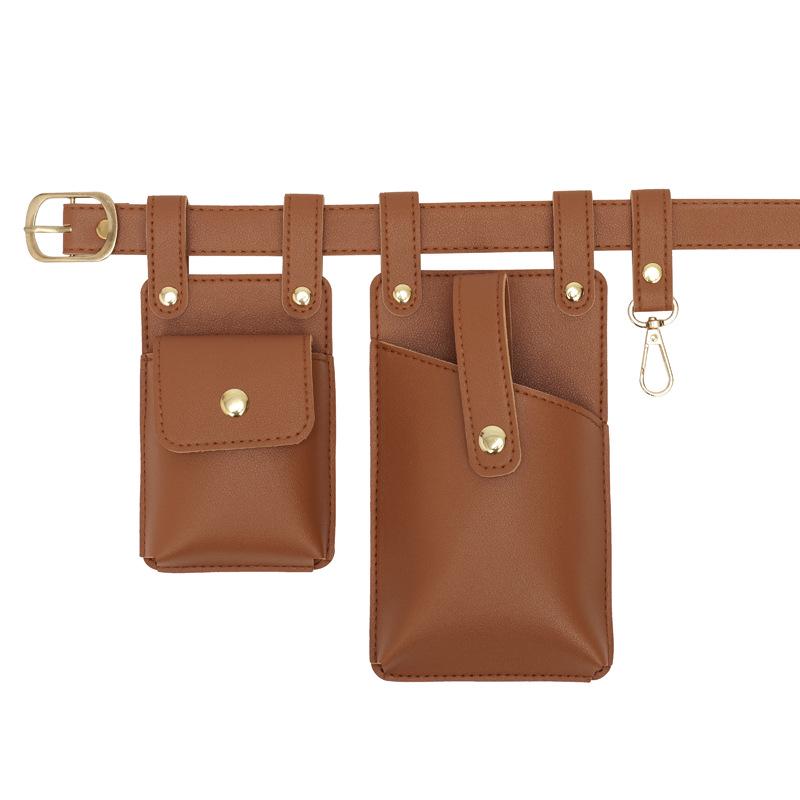 

Two-Piece PU Leather Waist Bag with Rivets for Phone and Motorcycle Use T300