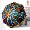 Zodiac Mandala Wall Art: Celestial Harmony DecorUmbrella, Portable 3-Fold Compact Umbrella for Men & Women Gift