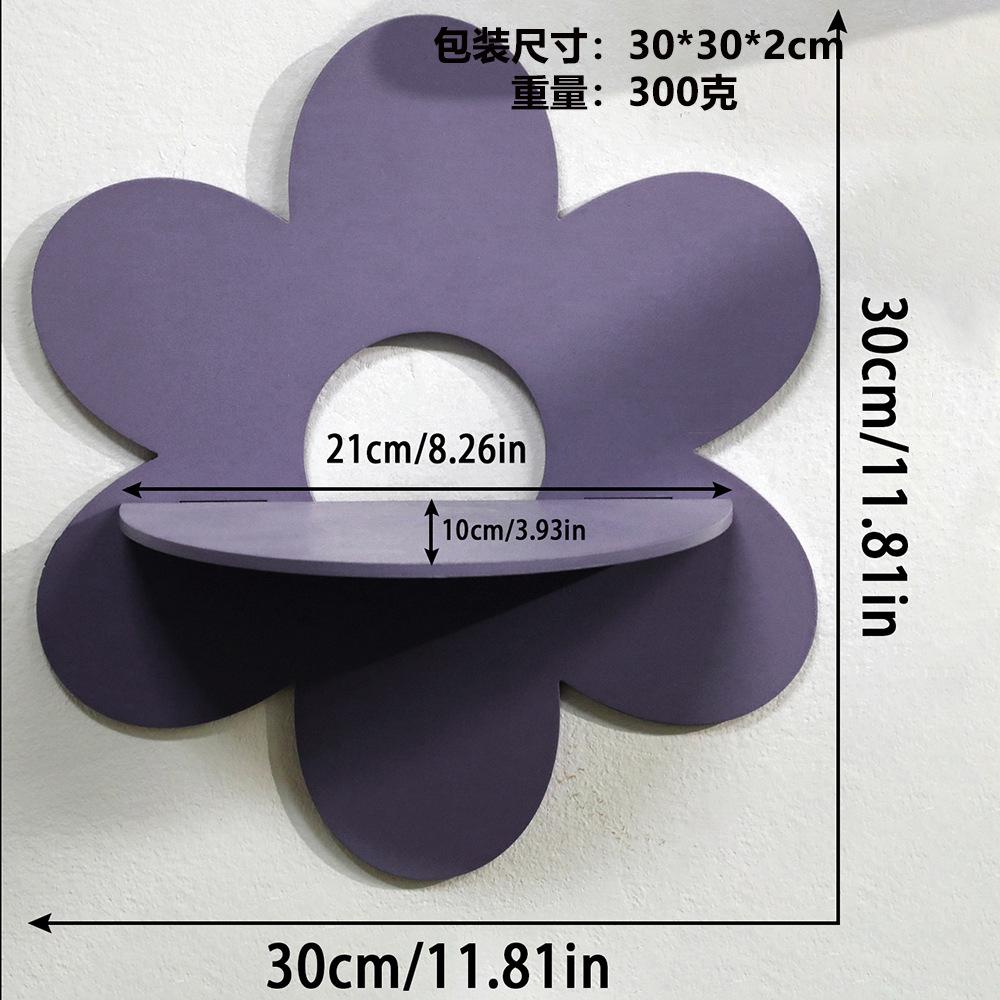 Petal-Shaped Wooden Shelf-Decorative Wall Mount Display for Crystals Small Items Minimalist Nature-Inspired Home Decor