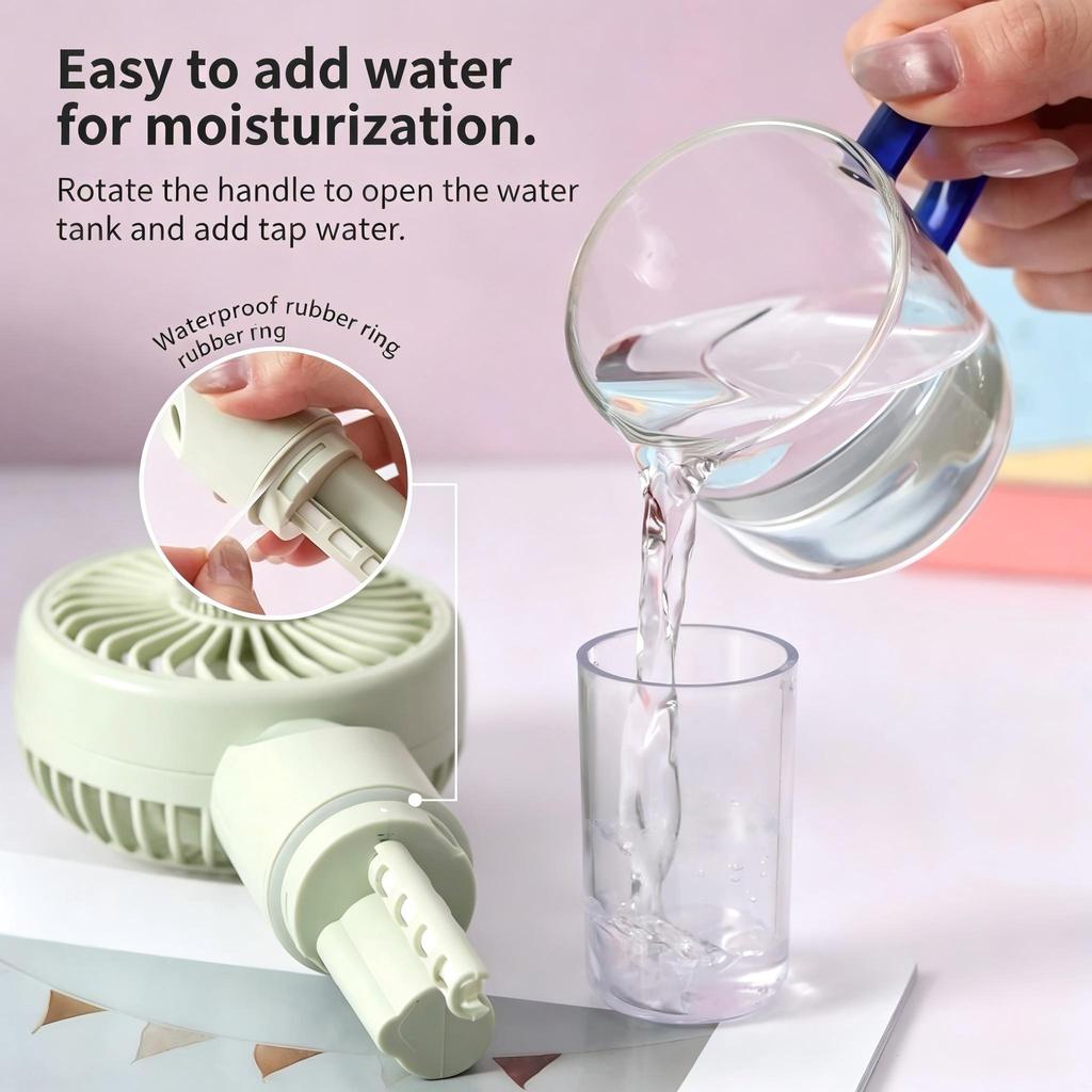 Portable Handheld Spray Mist Fan Mini USB Outdoor Student Gift Compact Personal Cooling Fan with Water Spray Feature