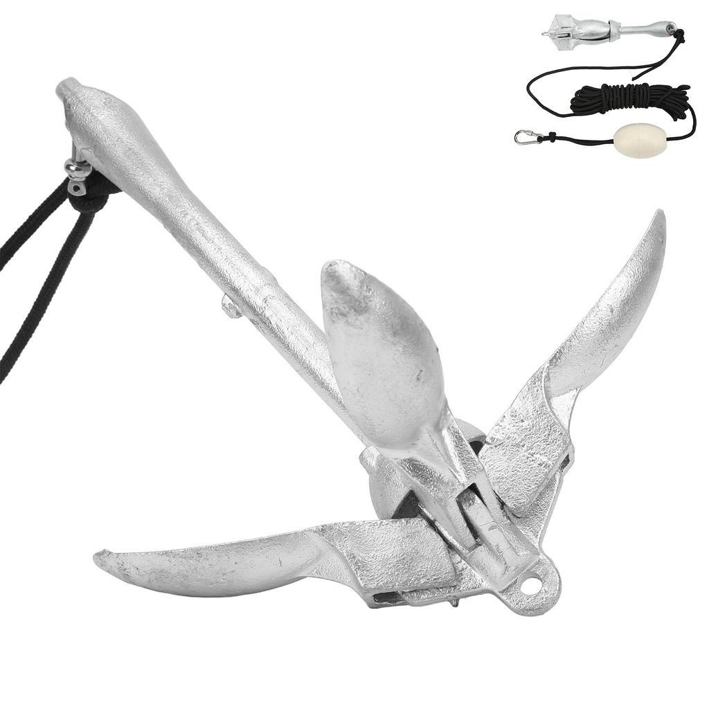 4 Tine 3.5lb Folding Anchor with 25ft Rope Kit Portable for Marine Sailboats Kayak Canoe Watercraft