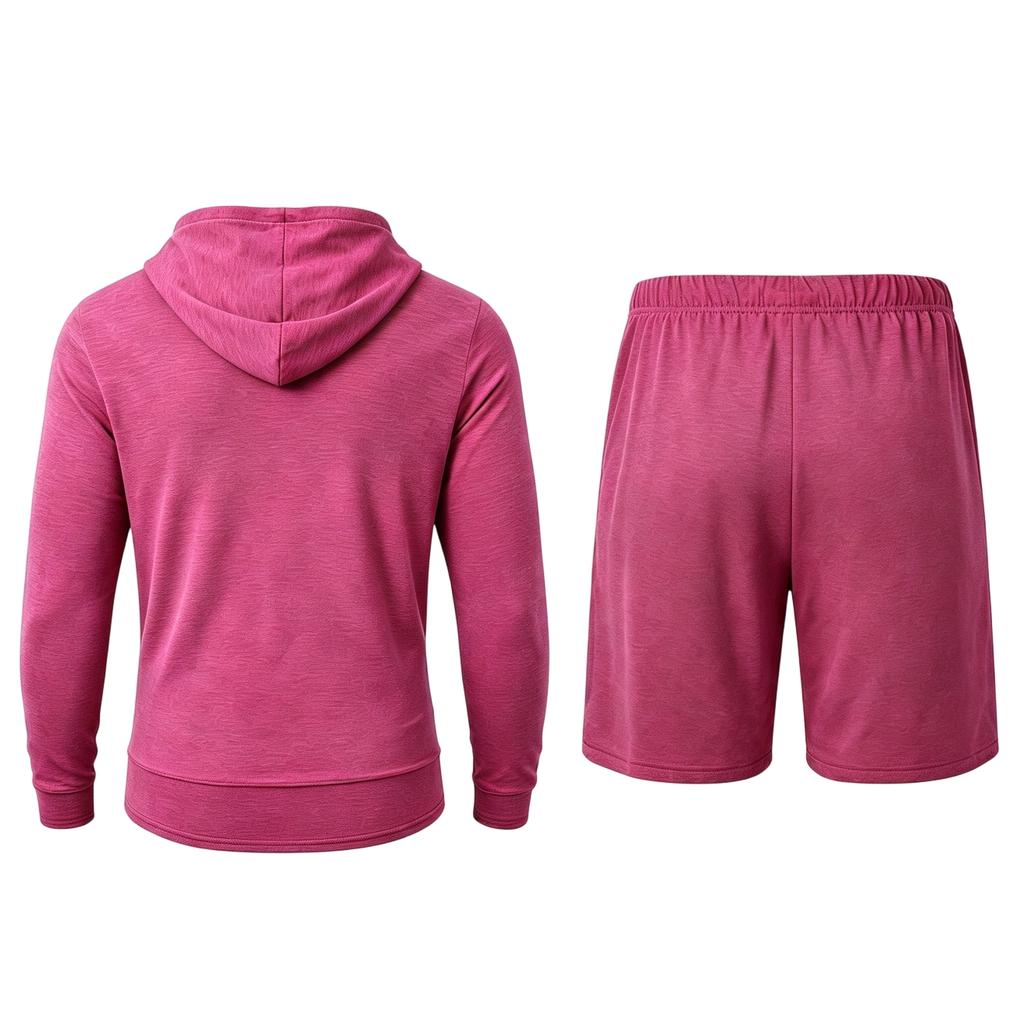 Men's Cotton Linen Hooded Long Sleeve Shirt and Shorts Set, Loose Fit Casual 2 Piece Outfit with Large Pockets for Spring and Fall